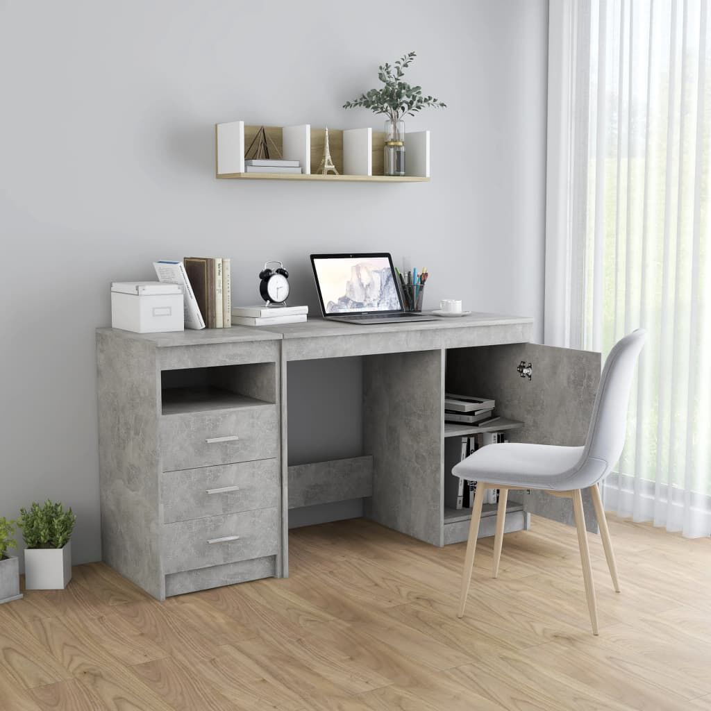 vidaXL Γραφείο Γκρι Σκυροδέματος 140 x 50 x 76 εκ. από Επεξ. Ξύλο