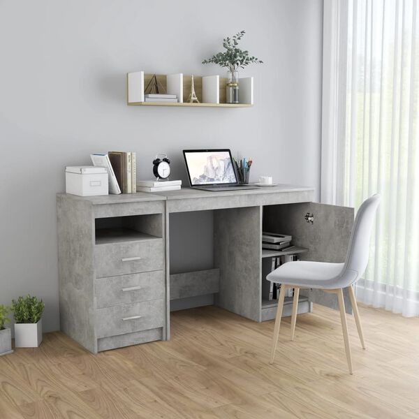 vidaXL Γραφείο Γκρι Σκυροδέματος 140 x 50 x 76 εκ. από Επεξ. Ξύλο