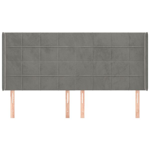 vidaXL Κεφαλάρι με Πτερύγια Ανοιχτό Γκρι 203x16x118/128 εκ. Βελούδινο