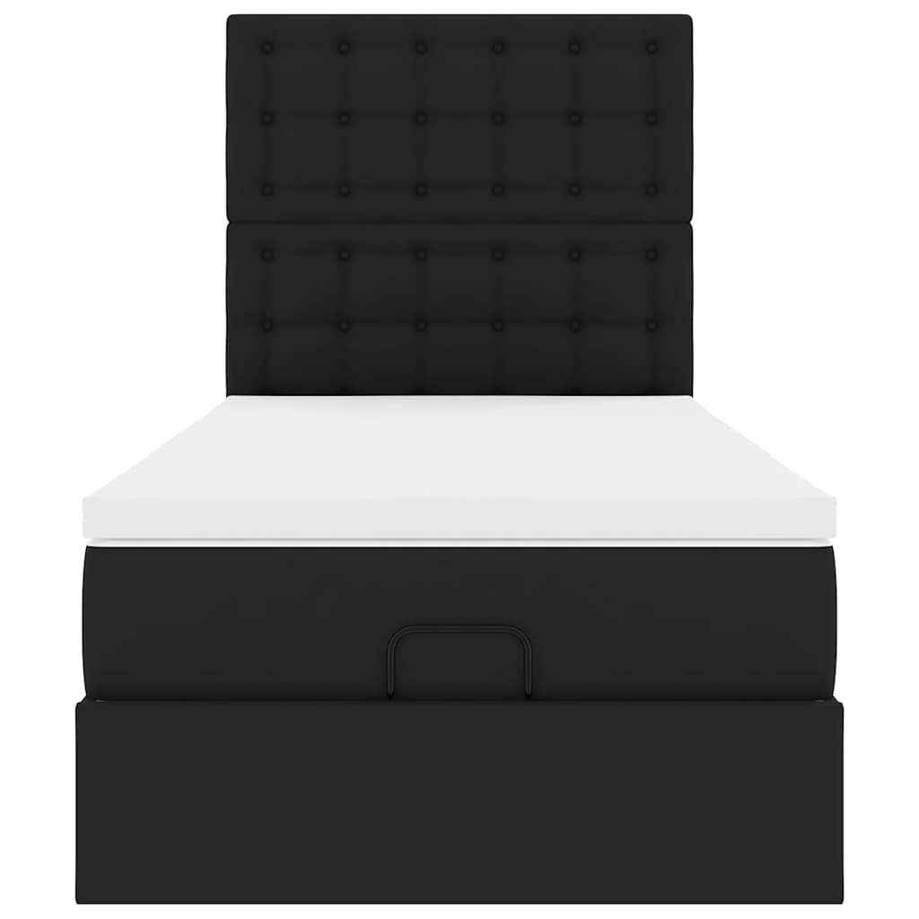 vidaXL Οθωμανικό κρεβάτι με στρώμα Μαύρο 80x200cm Faux Leather
