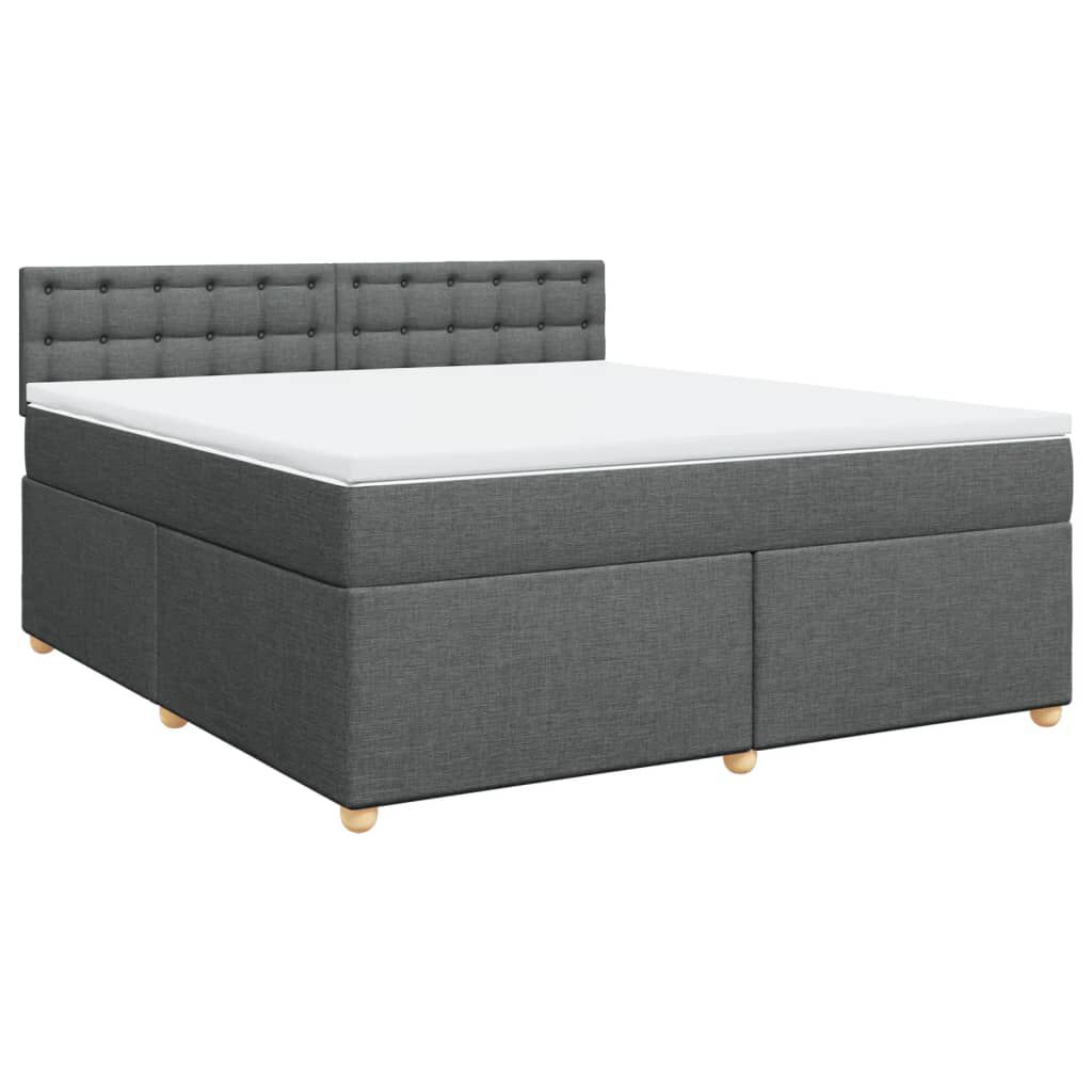 vidaXL Κρεβάτι Boxspring με Στρώμα Σκούρο Γκρι 180x200 εκ Υφασμάτιν