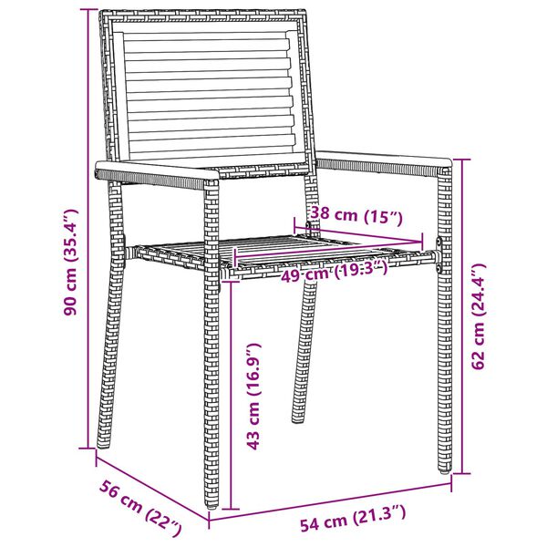 vidaXL Σέτ φαγητού για κήπο 7 pcs Μαύρο 150 x 90 x 75 cm
