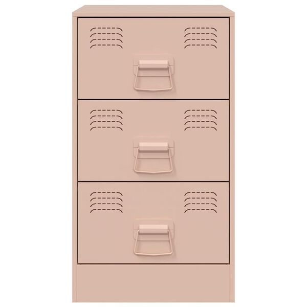 vidaXL Κομοδίνο Ροζ 34,5x39x62 εκ. από Χάλυβα