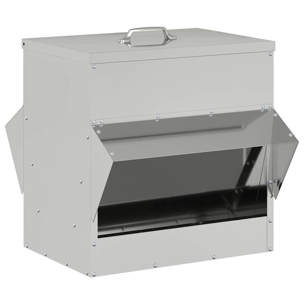 vidaXL Ταΐστρα κοτόπουλων Ασημί 40,5 x 45 x 41 cm