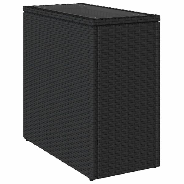 vidaXL Τραπέζι Κήπου με Γυάλινη Επιφ. Μαύρο 58x27,5x55 εκ. Συνθ. Ρατάν