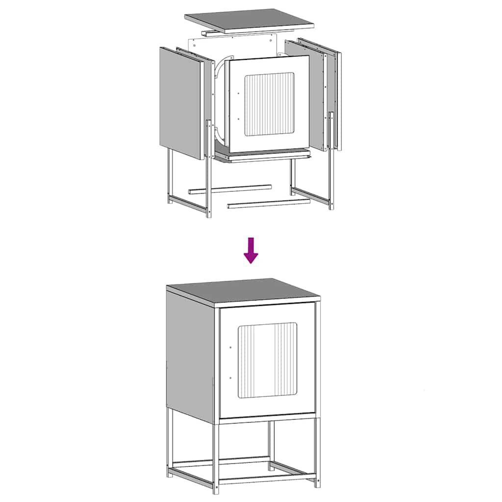 vidaXL Κομοδίνο ροζ 36x39x60,5 cm από χάλυβα ψυχρής έλασης