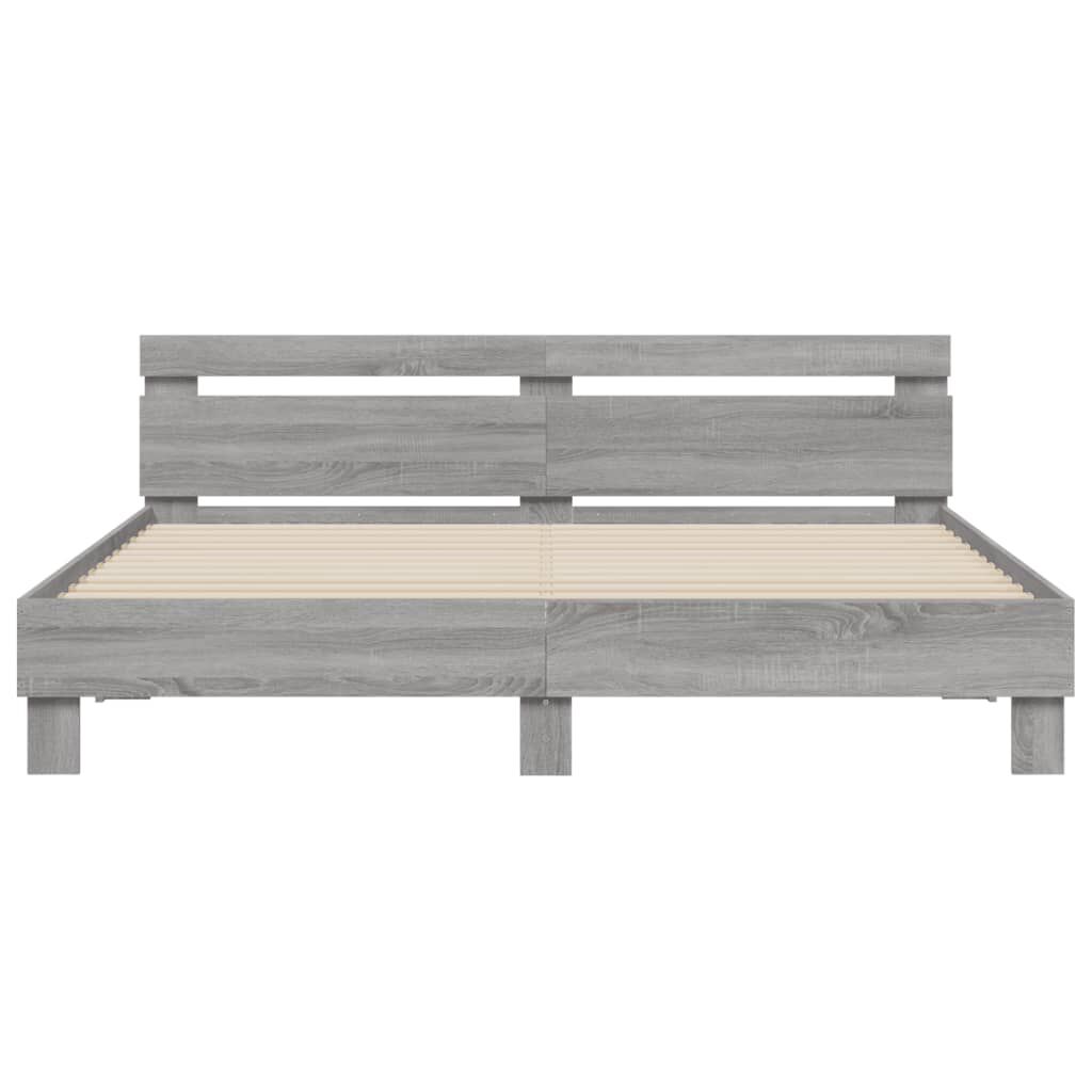 vidaXL Πλαίσιο Κρεβατιού με Κεφαλάρι Γκρι Sonoma 200x200εκ. Επεξ. Ξύλο