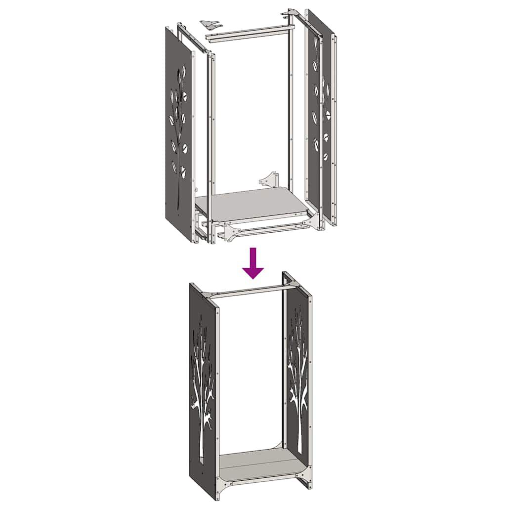 Ράφι για καυσόξυλα vidaXL 40x30x80 cm Ατσάλι σκληρυθέν στον αέρα
