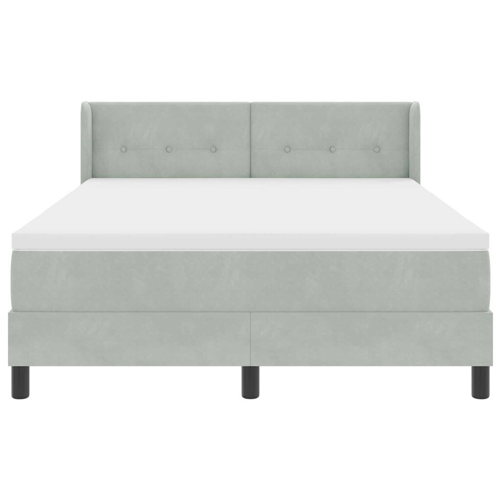 vidaXL Κρεβάτι Box Spring με Στρώμα Ανοιχτό Γκρι 160x200 εκ. Βελούδο