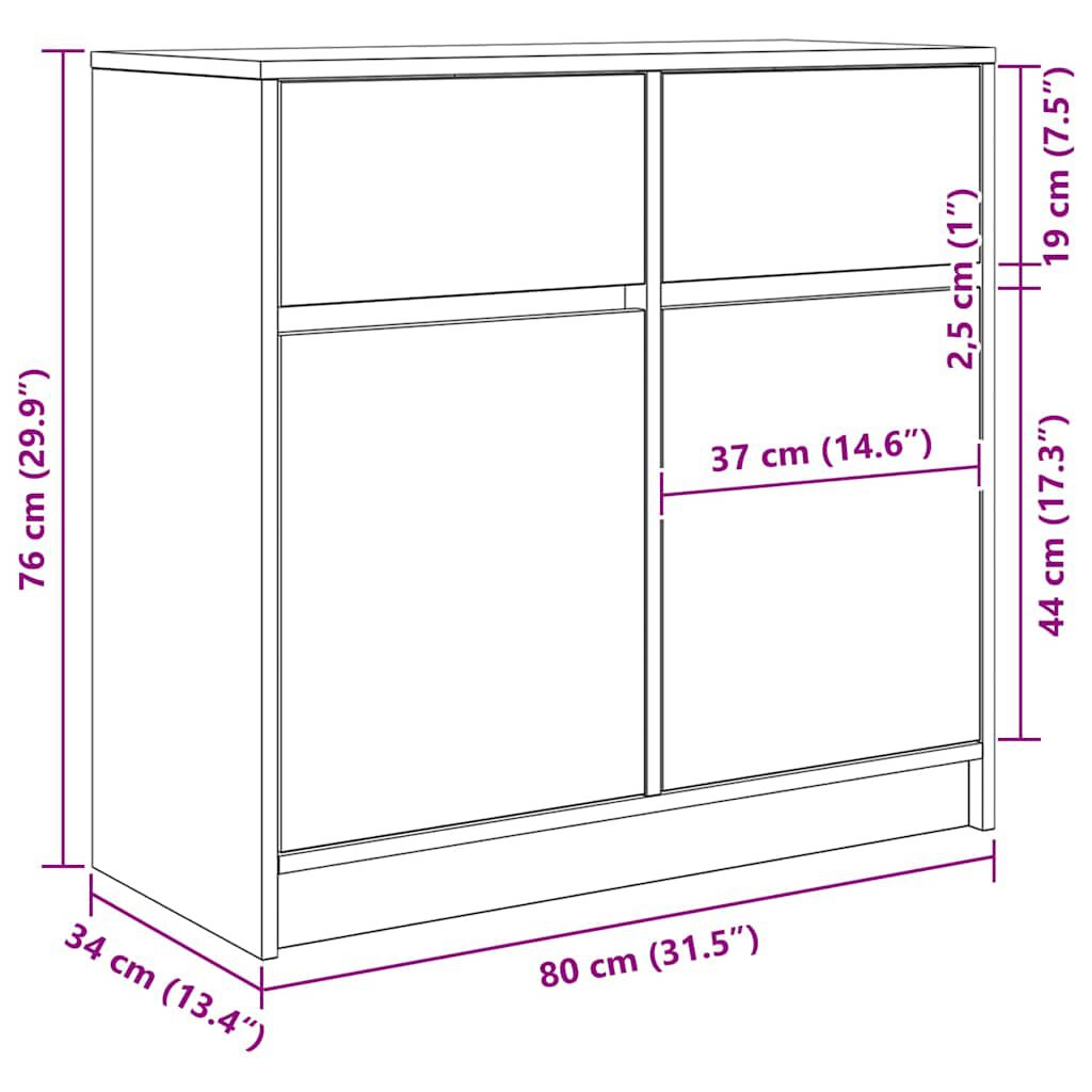 vidaXL Συρταριέρα με Συρτάρια Γκρι Σκυρ. 80x34x76 εκ. από Επεξ. Ξύλο