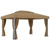 vidaXL Κιόσκι με Κουρτίνα Taupe 4 x 3 μ. Αλουμινίου