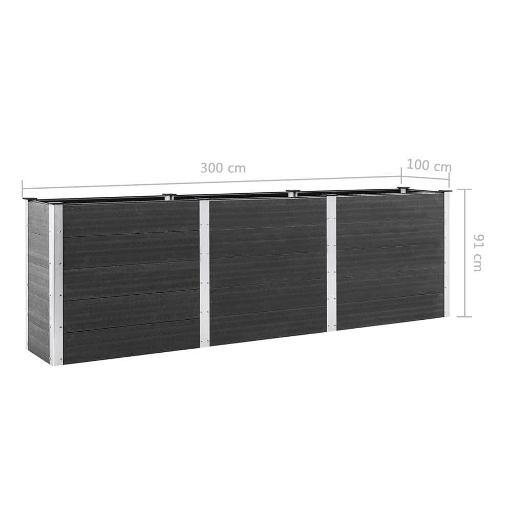 vidaXL Ζαρντινιέρα Υπερυψωμένη Γκρι 300 x 100 x 91 εκ. από WPC