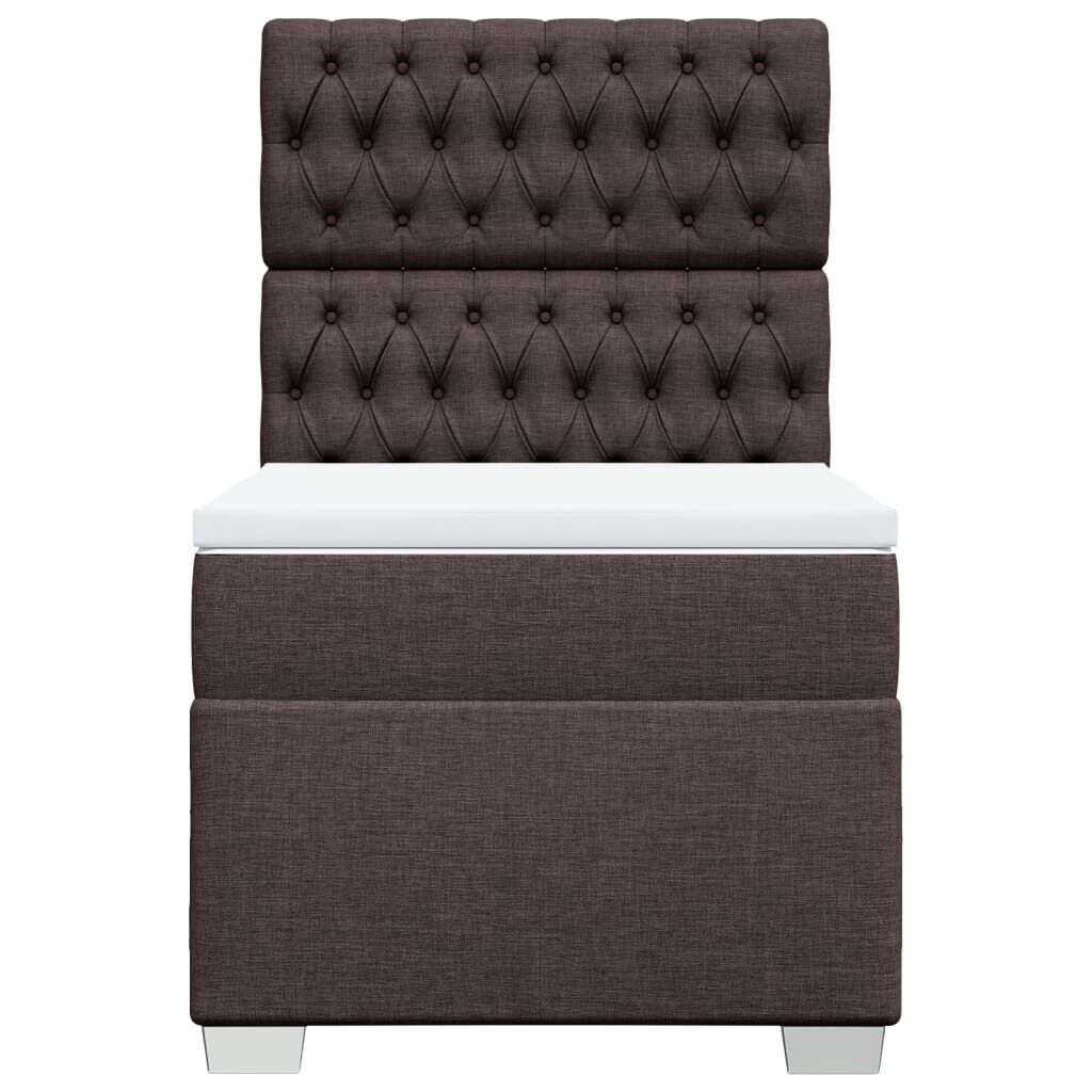 vidaXL Κρεβάτι Boxspring με Στρώμα Σκούρο Καφέ 100x200 εκ. Υφασμάτινο