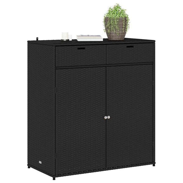 vidaXL Ντουλάπι Αποθήκευσης Κήπου Μαύρο 105x55x113 εκ. από Συνθ. Ρατάν