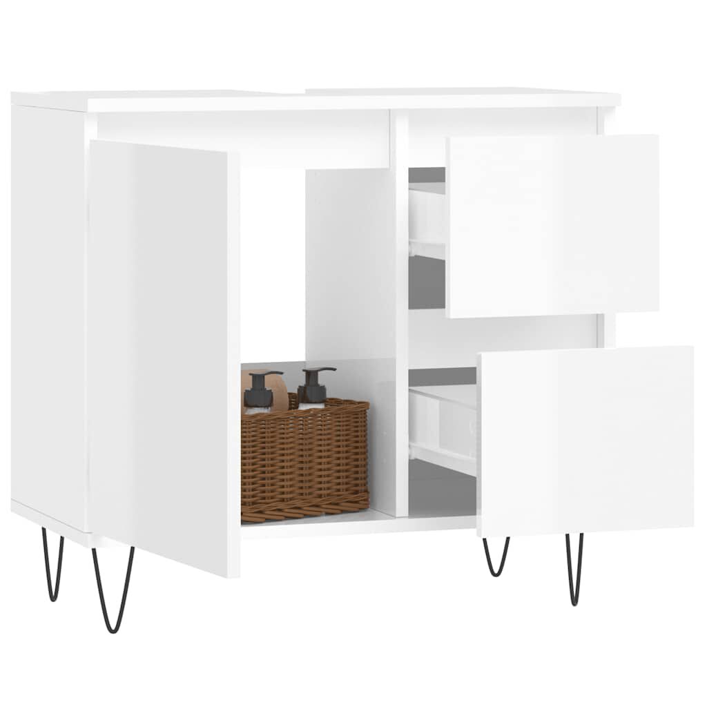 vidaXL Ντουλάπι Μπάνιου Γυαλιστερό Λευκό 65x33x60 εκ. Επεξεργ. Ξύλο