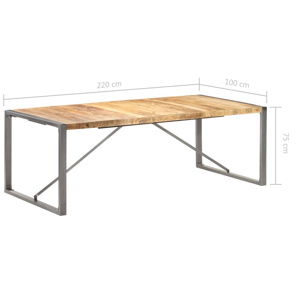 vidaXL Τραπεζαρία 220 x 100 x 75 εκ. από Μασίφ Ακατέργαστο Ξύλο Μάνγκο