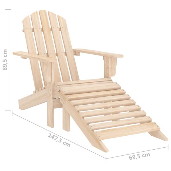 vidaXL Καρέκλα Κήπου Adirondack με Υποπόδιο & Τραπέζι από Ξύλο Ελάτης