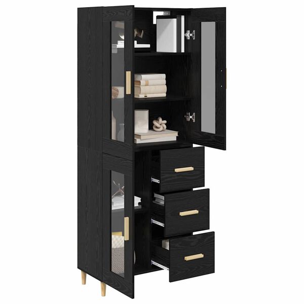 vidaXL Highboard &Mu;&alpha;ύ&rho;&eta; &Omicron;&xi;&upsilon;ά 69,5 x 34 x 180 &epsilon;&kappa;. &Epsilon;&pi;&epsilon;&xi;&epsilon;&rho;&gamma;&alpha;&sigma;&mu;έ&nu;&omicron; &xi;ύ&lambda;&omicron;