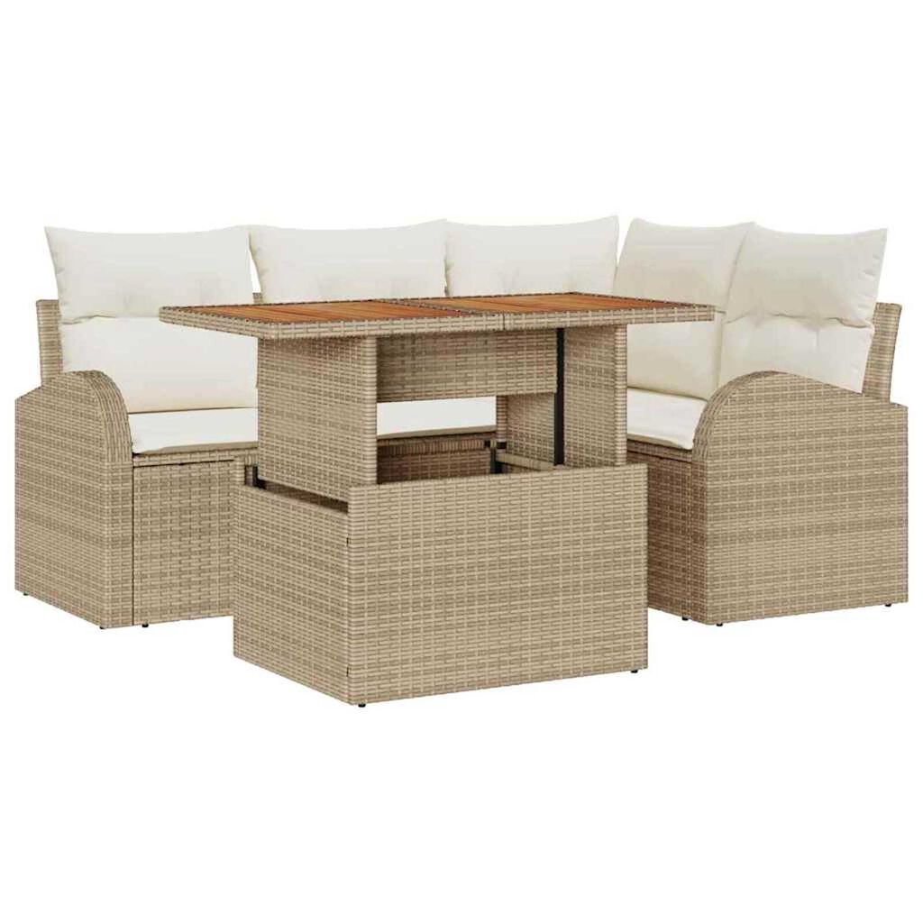 vidaXL Σετ Καναπέ Κήπου 5 pcs μπεζ και κρεμ 100 x 55 x 73 εκ