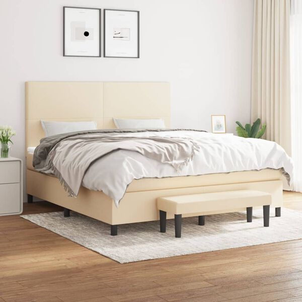 vidaXL &Kappa;&rho;&epsilon;&beta;ά&tau;&iota; Boxspring &mu;&epsilon; &Sigma;&tau;&rho;ώ&mu;&alpha; &Kappa;&rho;&epsilon;&mu; 180x200 &epsilon;&kappa;. &Upsilon;&phi;&alpha;&sigma;&mu;ά&tau;&iota;&nu;&omicron;