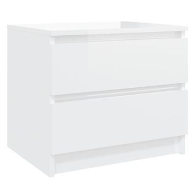 vidaXL Κομοδίνο Γυαλιστερό Λευκό 50 x 39 x 43,5 εκ. από Μοριοσανίδα