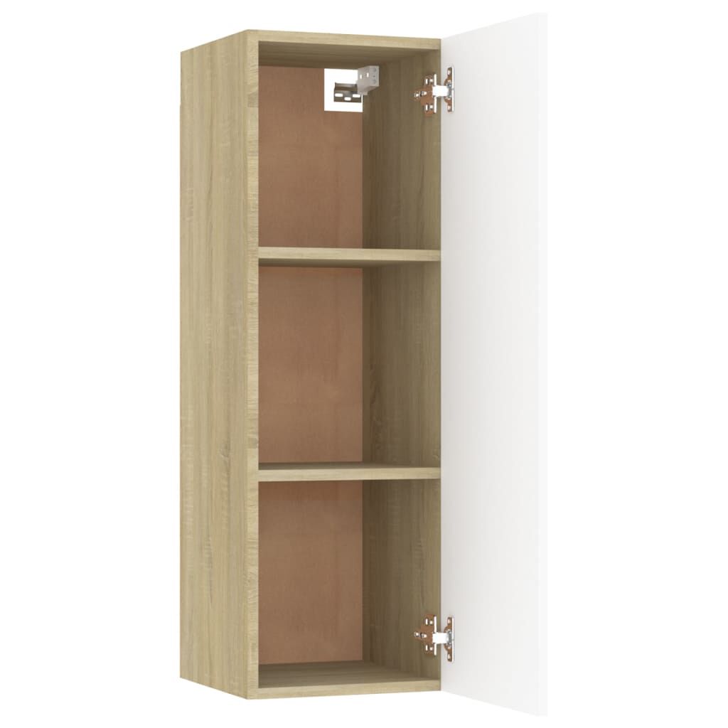 vidaXL Έπιπλο Τηλεόρασης Λευκό & Sonoma Δρυς 30,5x30x90εκ. Επεξ. Ξύλο