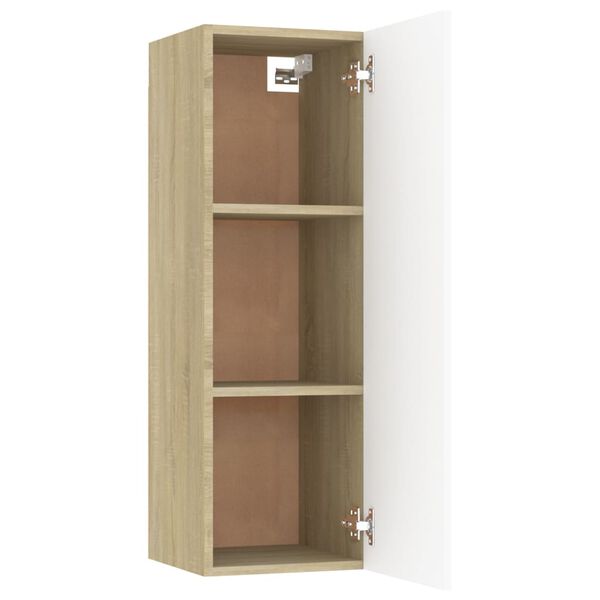 vidaXL Έπιπλο Τηλεόρασης Λευκό & Sonoma Δρυς 30,5x30x90εκ. Επεξ. Ξύλο