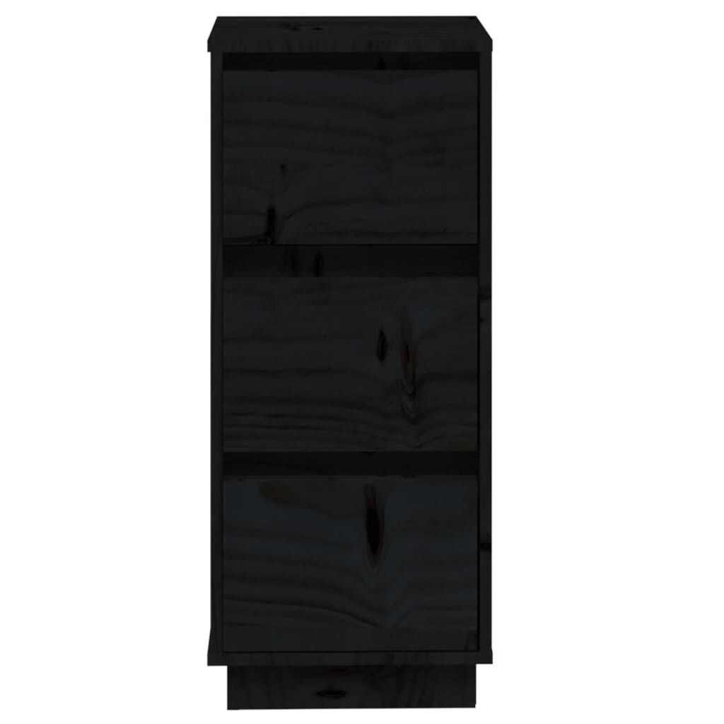 vidaXL Συρταριέρες 2 τεμ. Μαύρες 32x34x75 εκ. από Μασίφ Ξύλο Πεύκου