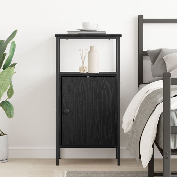 vidaXL Κομοδίνο Μαύρη δρυς 41 x 31 x 80 εκ Επεξεργασμένο ξύλο