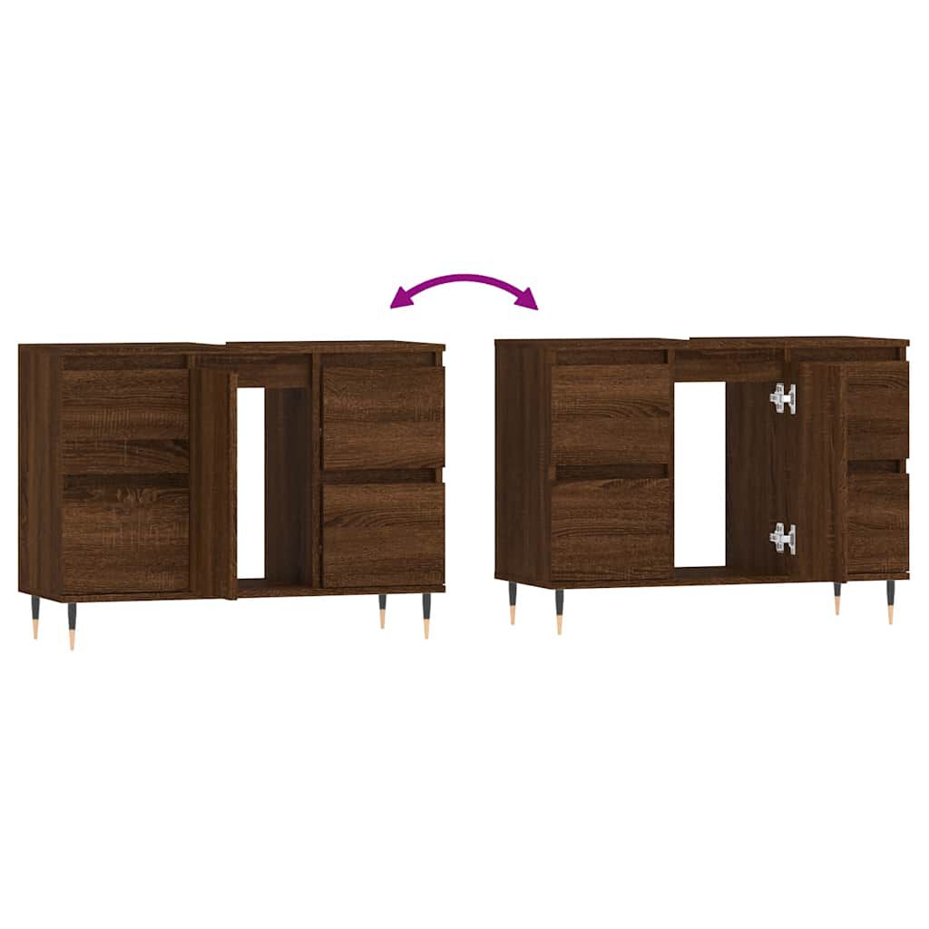 vidaXL Ντουλάπι Μπάνιου Καφέ Δρυς 80 x 33 x 60 εκ. Επεξεργασμένο Ξύλο