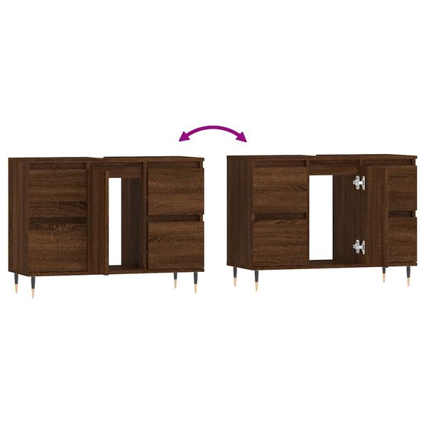 vidaXL Ντουλάπι Μπάνιου Καφέ Δρυς 80 x 33 x 60 εκ. Επεξεργασμένο Ξύλο