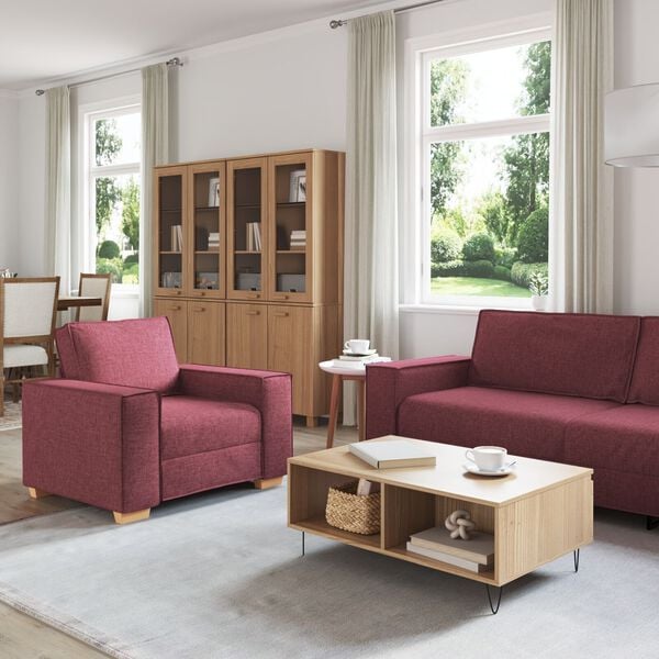 vidaXL Σετ Καναπέ με μαξιλάρι 3 pcs Κόκκινο 220 x 78 x 84 εκ. ύφασμα