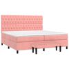 vidaXL Κρεβάτι Boxspring με Στρώμα Ροζ 200x200 εκ. Βελούδινο