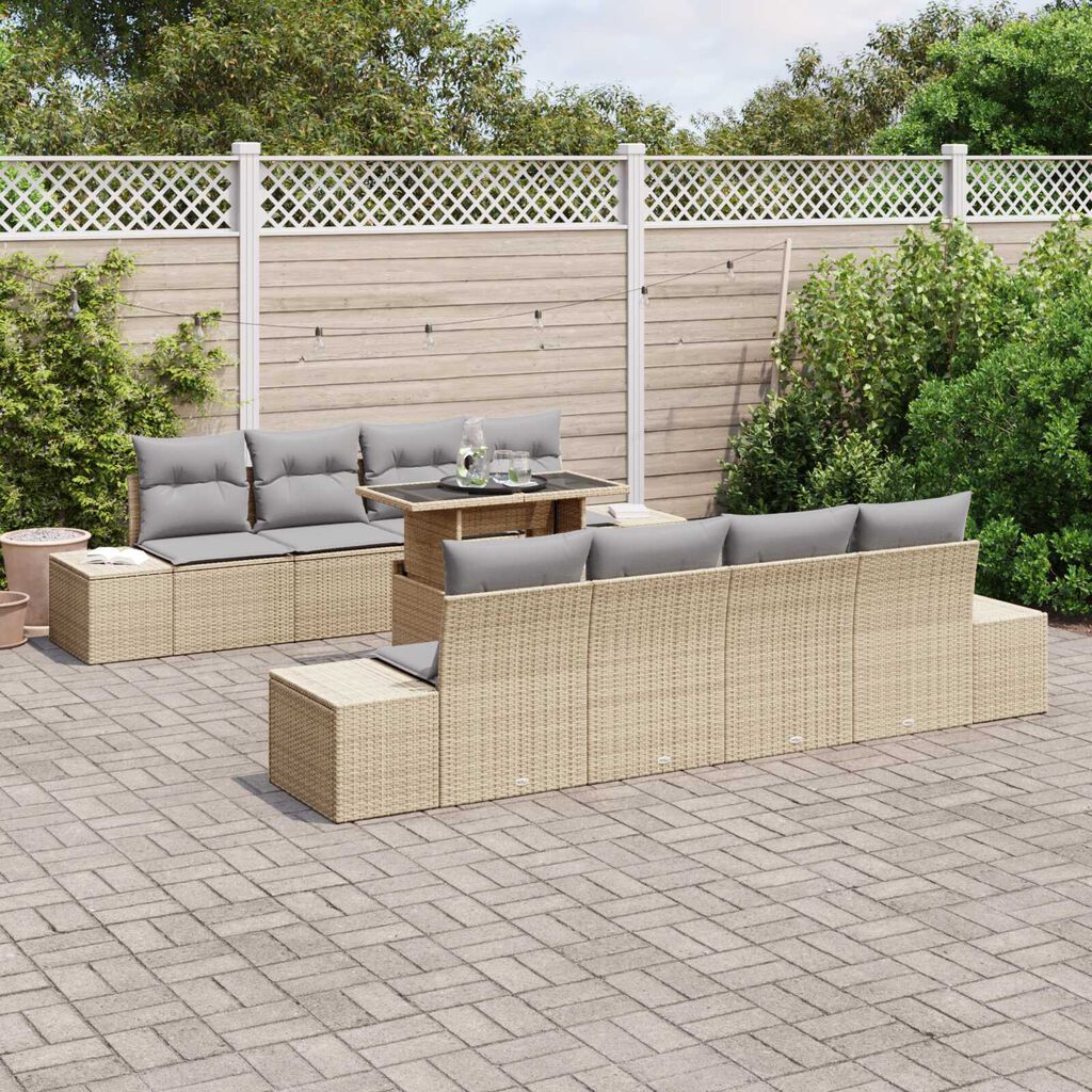 vidaXL Σετ Καναπέ Κήπου 7 pcs μπεζ και ανοιχτό γκρι 100 x 55 x 73 εκ