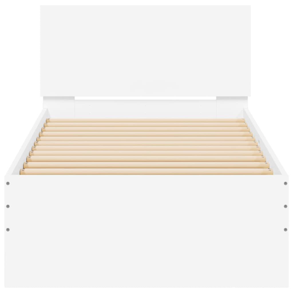vidaXL Πλαίσιο Κρεβατιού με Κεφαλάρι/LED Λευκό 90 x 190 εκ.