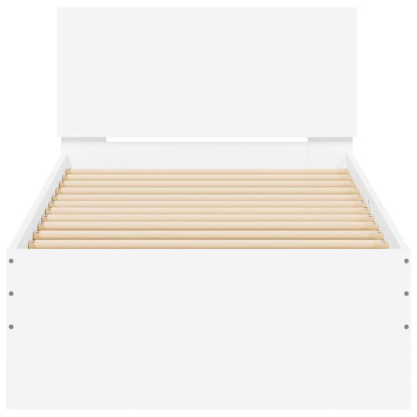 vidaXL Πλαίσιο Κρεβατιού με Κεφαλάρι/LED Λευκό 90 x 190 εκ.