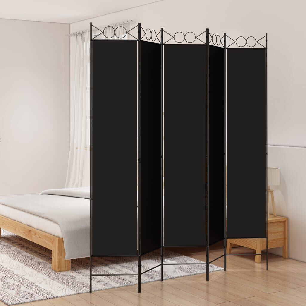 vidaXL Διαχωριστικό Δωματίου με 5 Πάνελ Μαύρο 200 x 220 εκ. Υφασμάτινο
