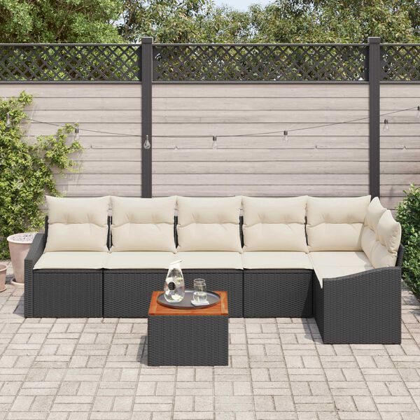 vidaXL Σετ Καναπέ Κήπου 7 pcs Μαύρο και λευκό