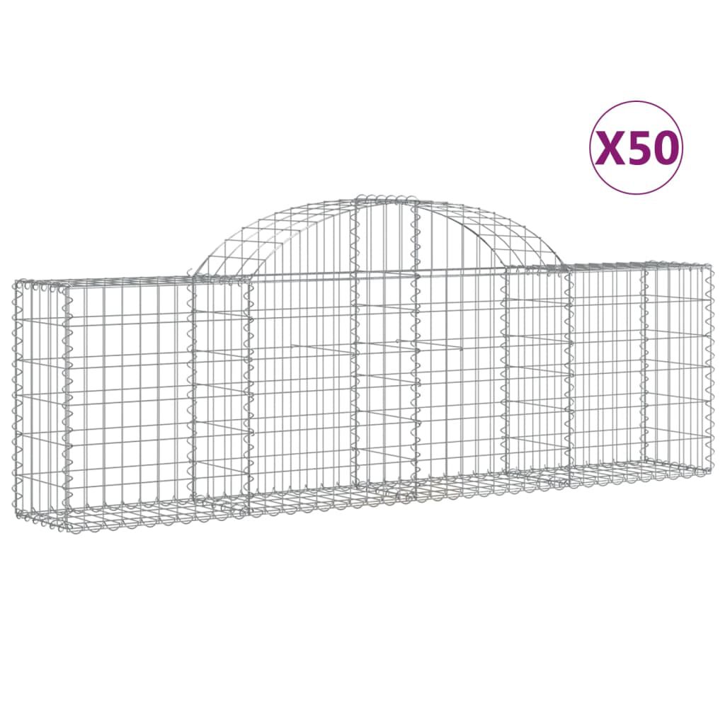 vidaXL Συρματοκιβώτια Τοξωτά 50 τεμ. 200x30x60/80 εκ. Γαλβαν. Ατσάλι