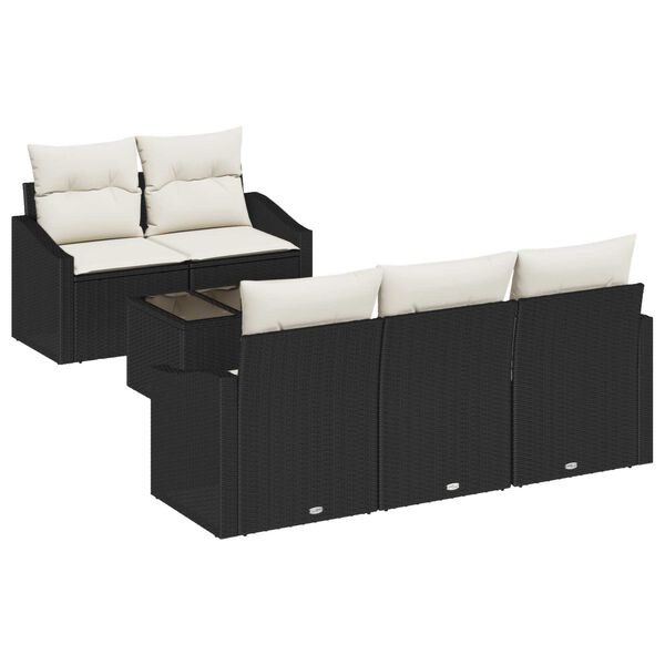 vidaXL Σετ Καναπέ Κήπου 6 pcs Μαύρο και Κρέμα 55 x 55 x 37 εκ
