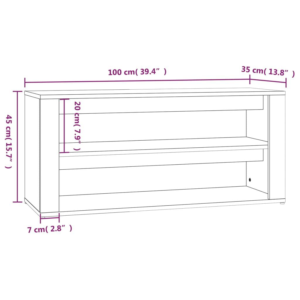 vidaXL Παπουτσοθήκη Μαύρη 100x35x45 εκ. από Επεξεργασμένο Ξύλο