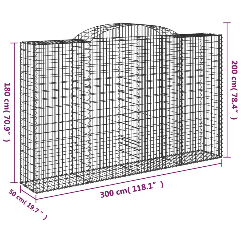 vidaXL Συρματοκιβώτια Τοξωτά 11 τεμ. 300x50x180/200 εκ. Γαλβαν. Ατσάλι