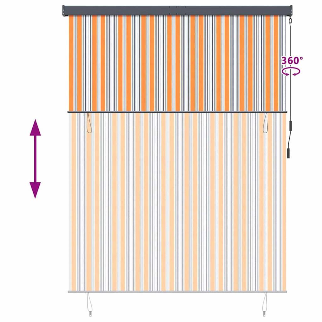 vidaXL Εξωτερικό ρολό Striped Κίτρινο και μπλε 200 x 250 εκ. ύφασμα