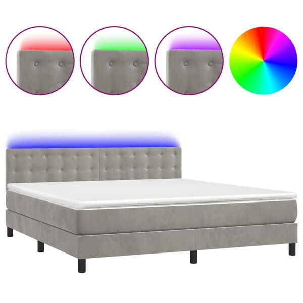 vidaXL &Kappa;&rho;&epsilon;&beta;ά&tau;&iota; Boxspring &mu;&epsilon; &Sigma;&tau;&rho;ώ&mu;&alpha; & LED &Alpha;&nu;.&Gamma;&kappa;&rho;&iota; 180x200 &epsilon;&kappa;. &Beta;&epsilon;&lambda;&omicron;ύ&delta;&iota;&nu;&omicron;