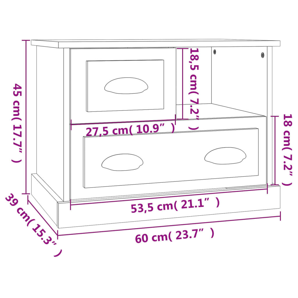 vidaXL Κομοδίνο Sonoma Δρυς 60 x 39 x 45 εκ.