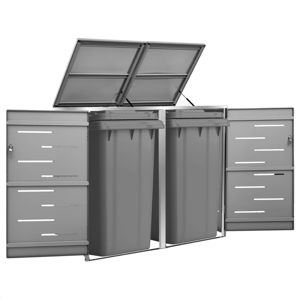 vidaXL Πλαίσιο Κάδων Απορρ. Διπλό με Ρόδες 138x77,5x112,5 εκ Αν. Ατσα.
