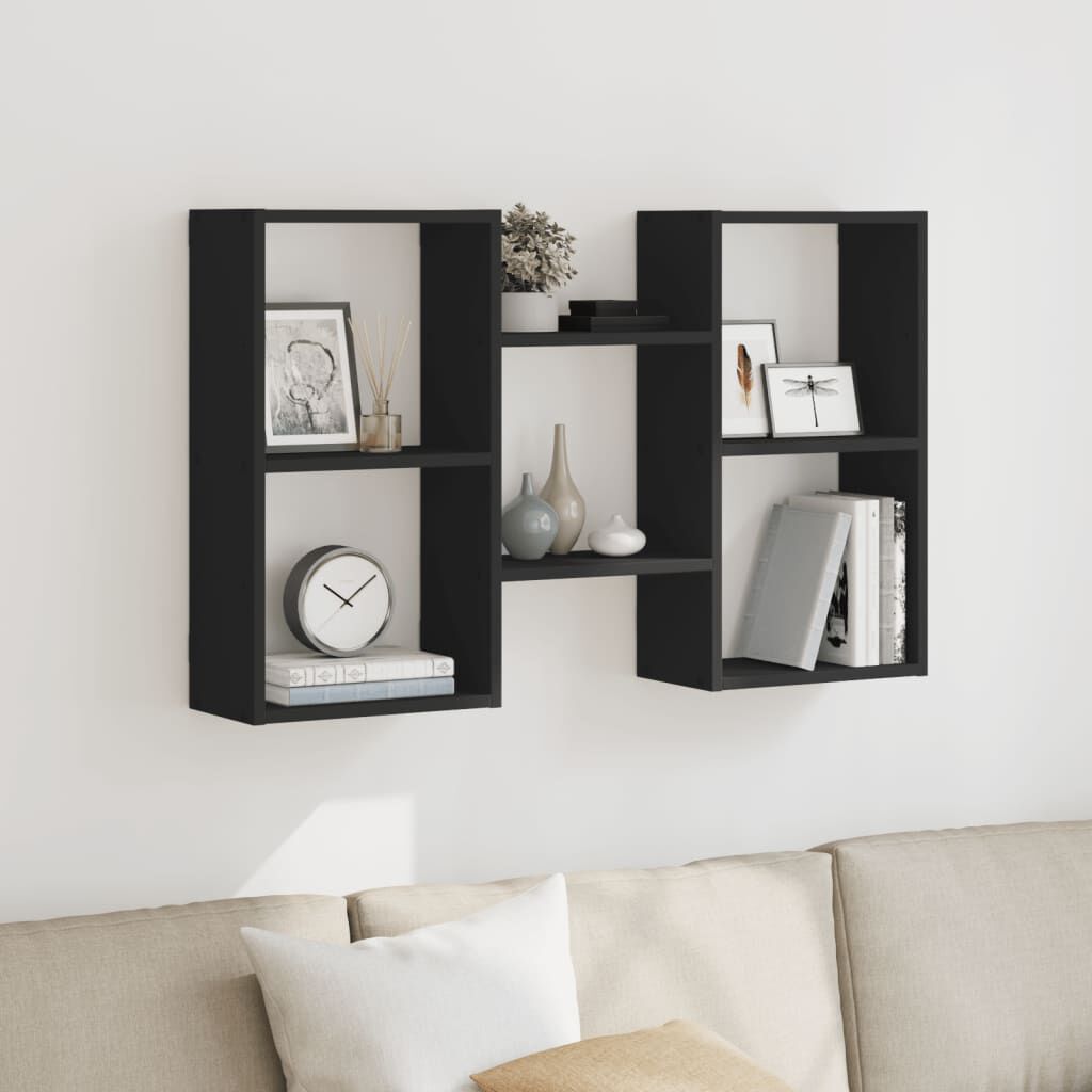 vidaXL Ραφιέρα Τοίχου Μαύρο 96x18x60 εκ. από Επεξεργασμένο Ξύλο