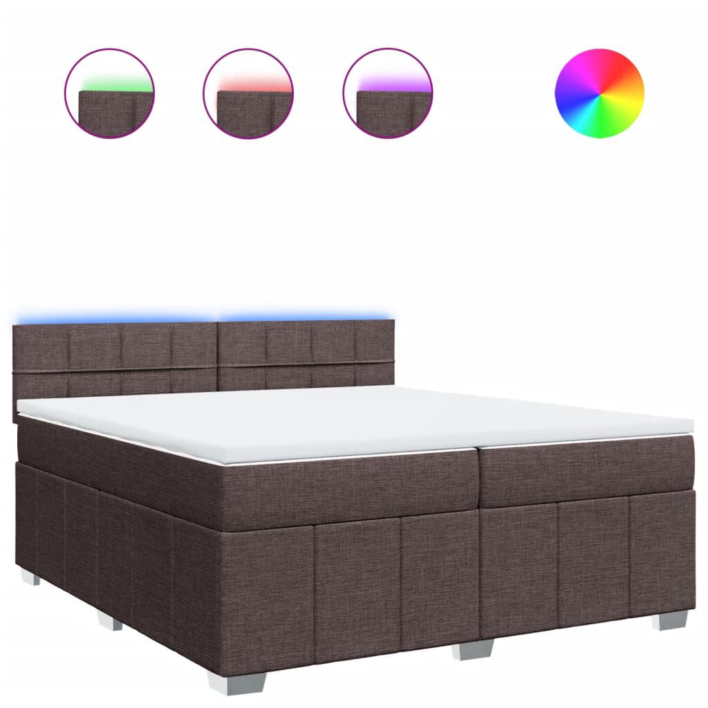 vidaXL Κρεβάτι Boxspring με Στρώμα Σκούρο Καφέ 200x200 εκ. Υφασμάτινο
