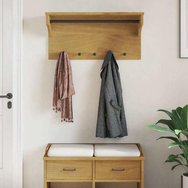 vidaXL Επίτοιχη κρεμάστρα παλτών SANDNES 87x30x42 εκ. Πεύκο μασίφ ξύλο