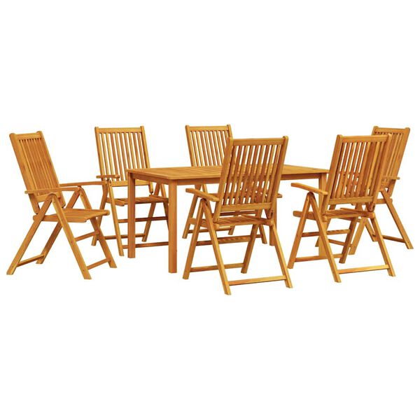vidaXL Σέτ φαγητού για κήπο 7 pcs Καφέ Μασίφ ξύλο ακακίας